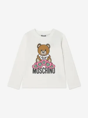 Moschino Girls Long Sleeve Bear Hearts T-Shirt