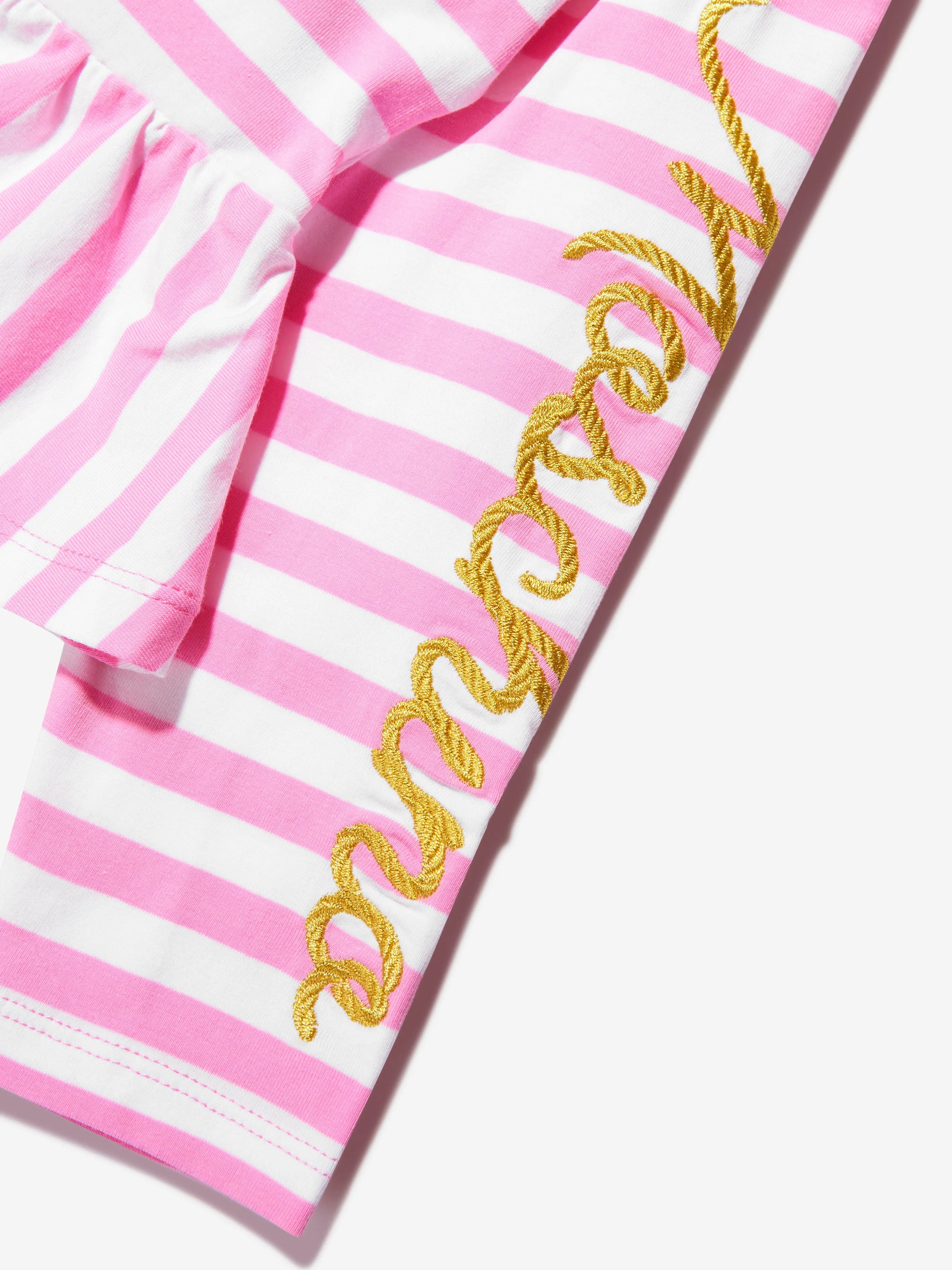 Moschino Girls Striped Long Sleeve T-Shirt in Pink