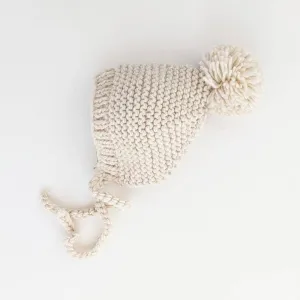 Natural Garter Stitch Knit Bonnet - Huggalugs