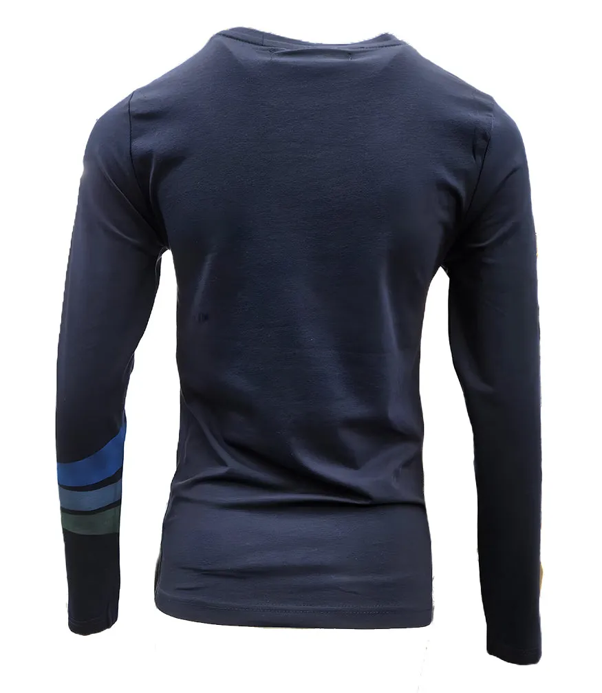 Navy 3 Stripe Long Sleeve T-shirt