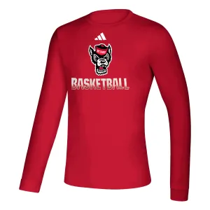 NC State Wolfpack Adidas 2023 Red Wolfhead Fadeaway Basketball Long Sleeve Creator T-Shirt