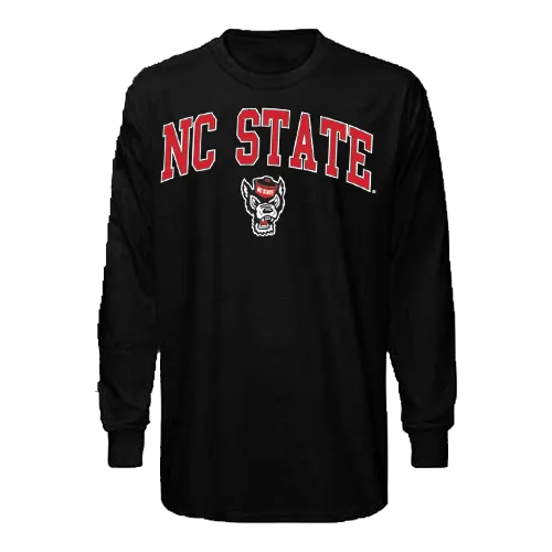 NC State Wolfpack Youth Black Arched Wolfhead Long Sleeve T-Shirt