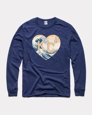 Nelson Atkins Hokusai KC Heart Navy Long Sleeve