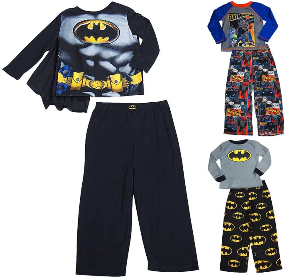 New Boys Batman Long Sleeve 2 Piece Flame Resistant Pajamas Set Sizes 4-10, 37792