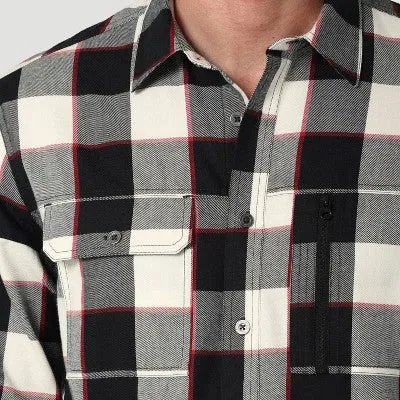 New - Wrangler Men's Button Up Flannel Shirt Basic Front Flap Pocket Zipper