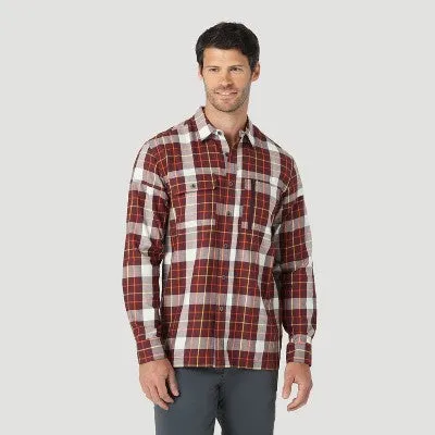 New - Wrangler Men's Button Up Flannel Shirt Basic Front Flap Pocket Zipper