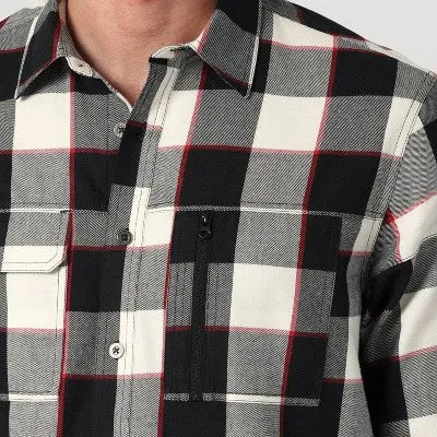 New - Wrangler Men's Button Up Flannel Shirt Basic Front Flap Pocket Zipper