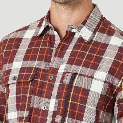 New - Wrangler Men's Button Up Flannel Shirt Basic Front Flap Pocket Zipper