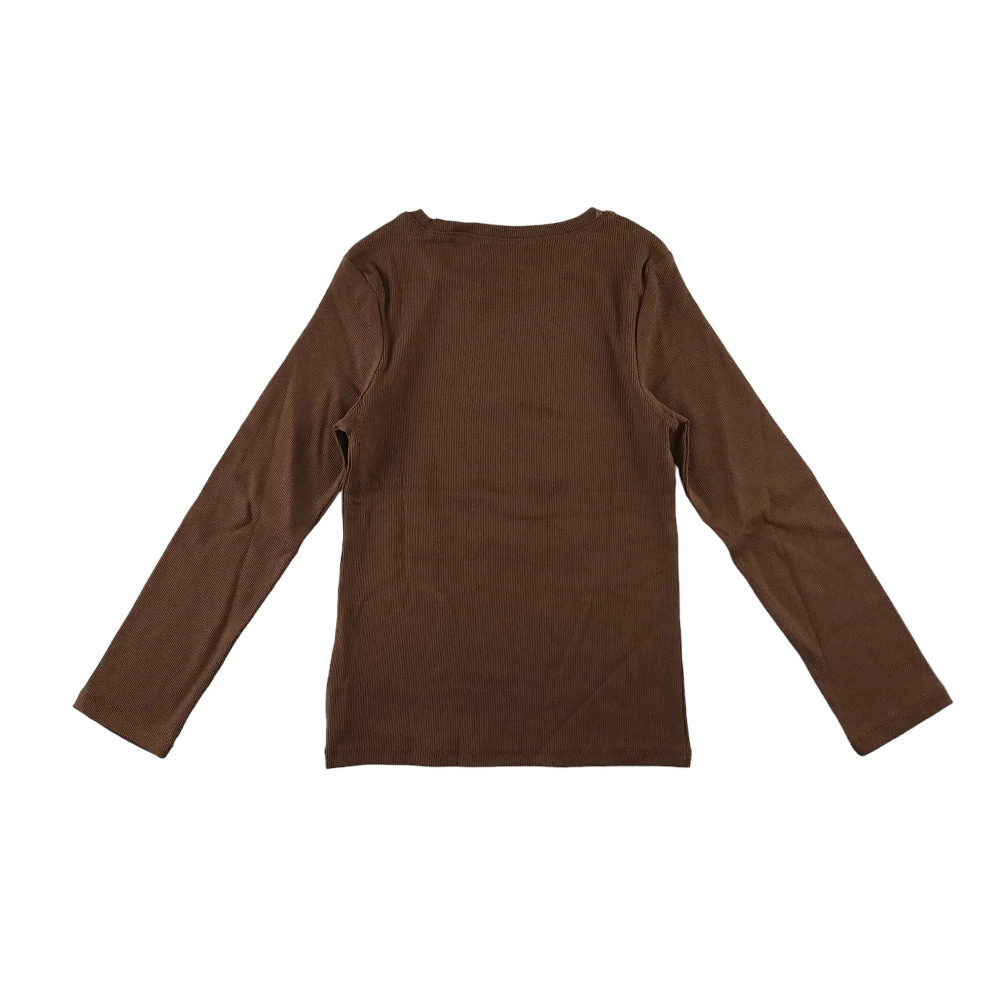 Next t-shirt 8-9 years brown long sleeve stretchy plain