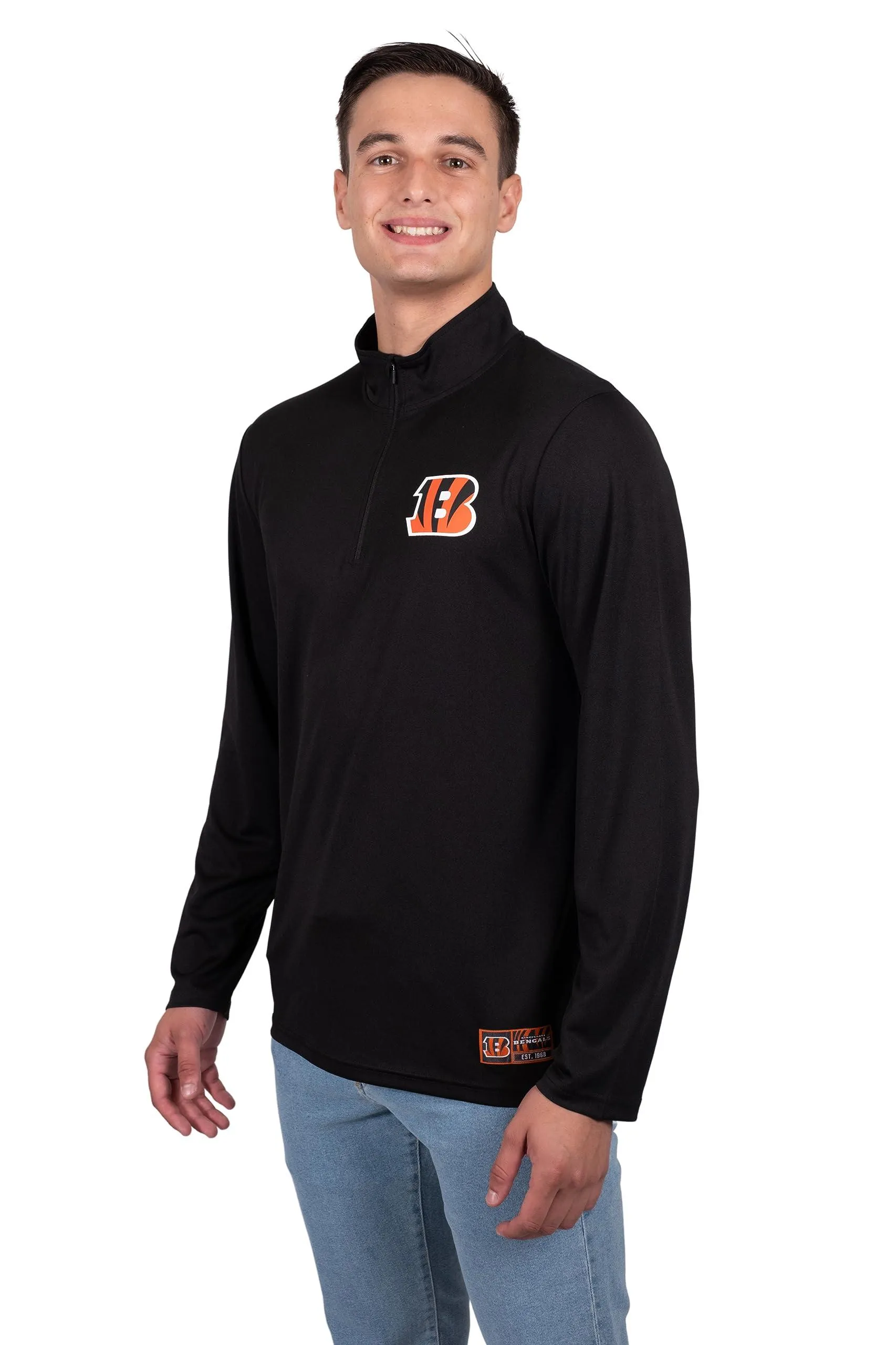 NFL Official Adults Super Soft Quarter Zip Long Sleeve T-Shirt -|Cincinnati Bengals