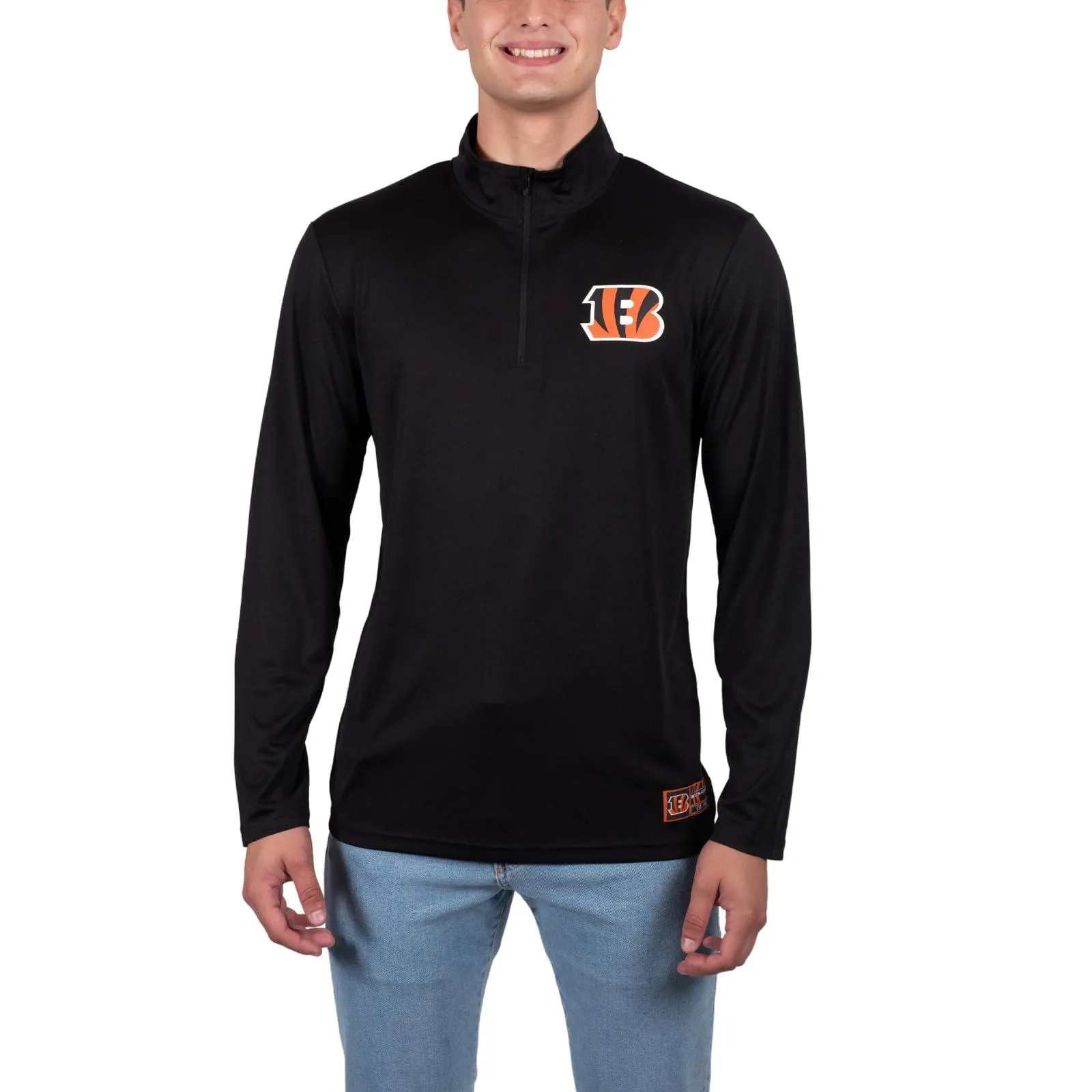 NFL Official Adults Super Soft Quarter Zip Long Sleeve T-Shirt -|Cincinnati Bengals