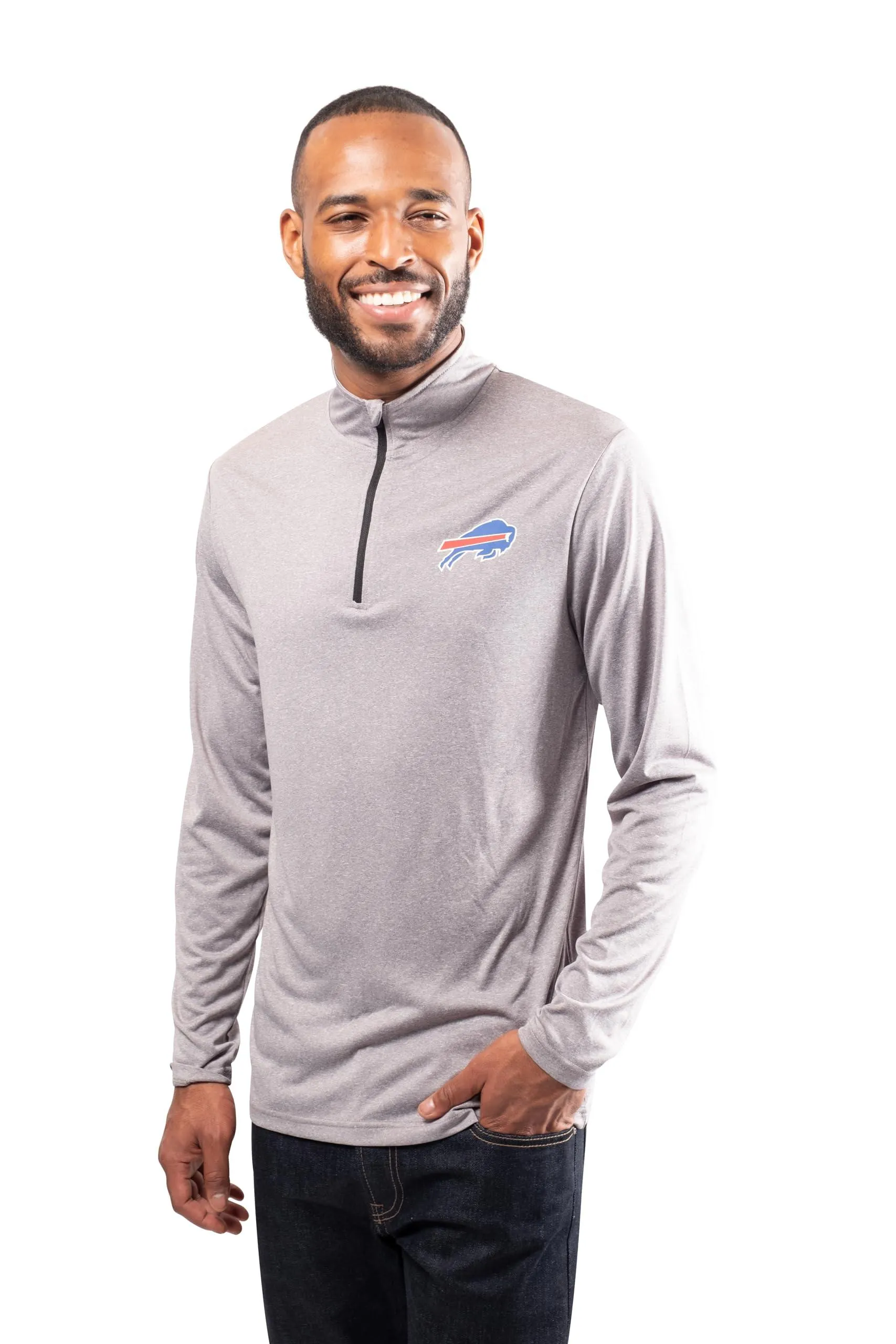 NFL Official Adults Super Soft Quarter Zip Long Sleeve T-Shirt - Unisex|Buffalo Bills