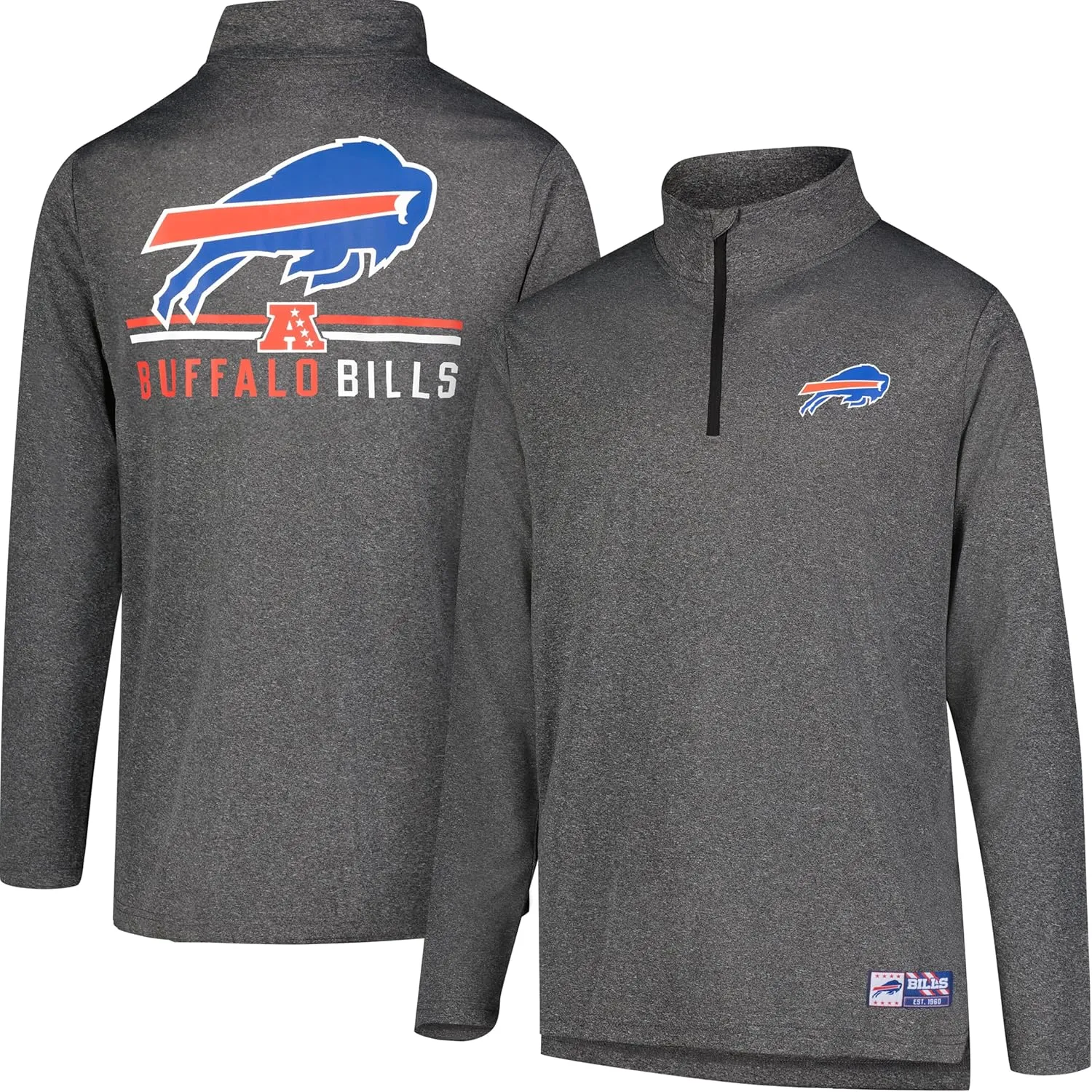 NFL Official Adults Super Soft Quarter Zip Long Sleeve T-Shirt - Unisex|Buffalo Bills