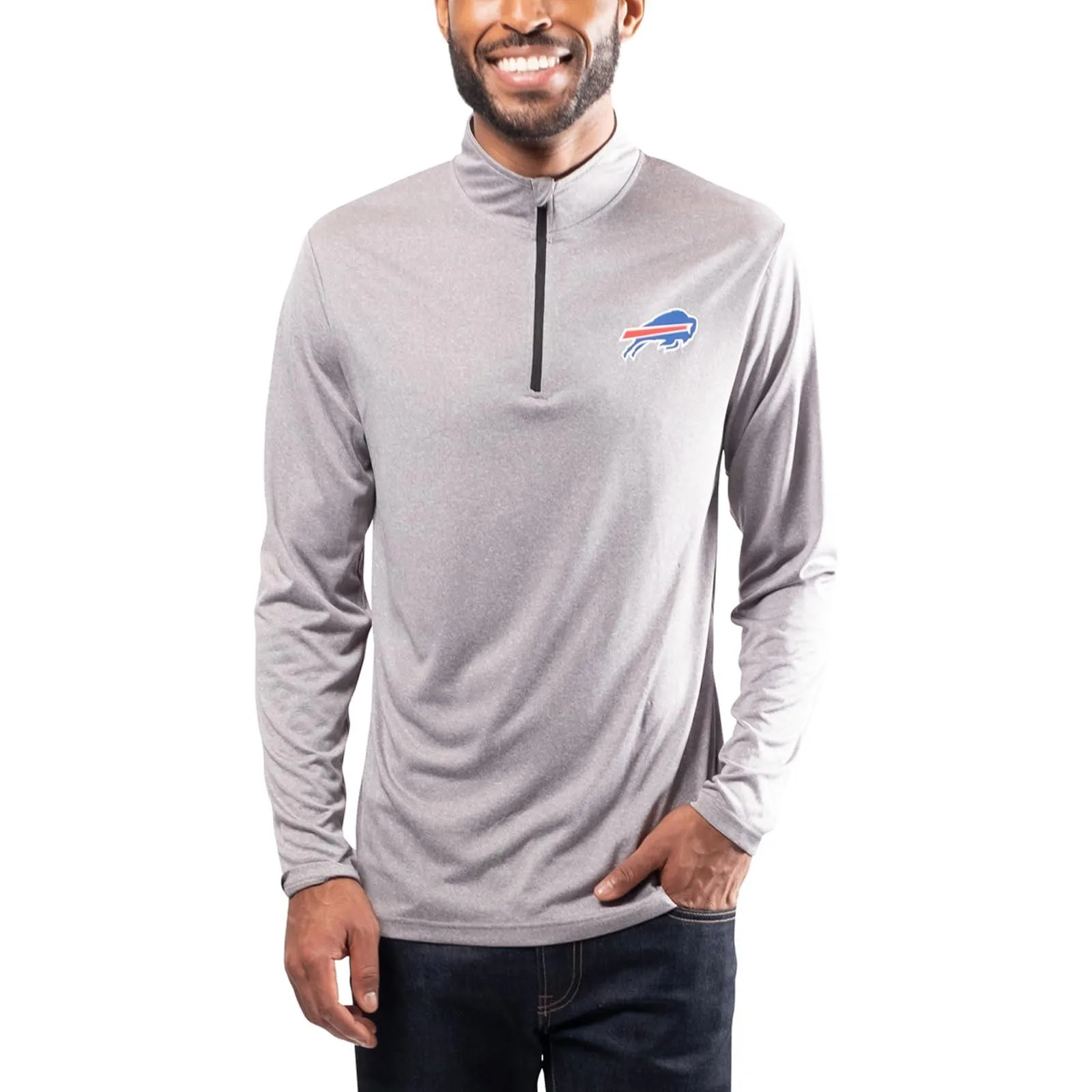 NFL Official Adults Super Soft Quarter Zip Long Sleeve T-Shirt - Unisex|Buffalo Bills