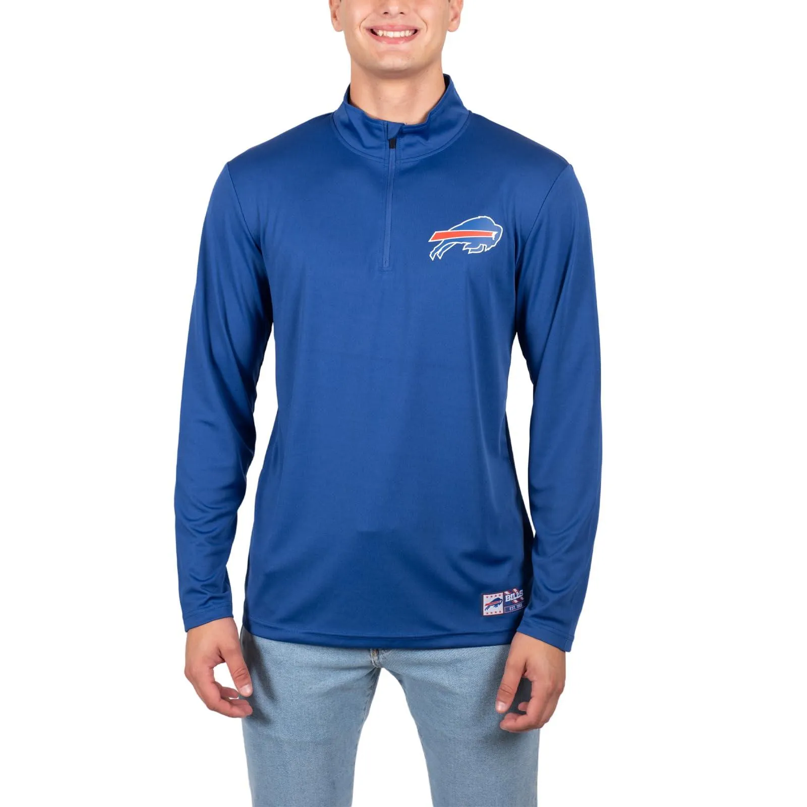 NFL Official Adults Super Soft Quarter Zip Long Sleeve T-Shirt - Unisex|Buffalo Bills