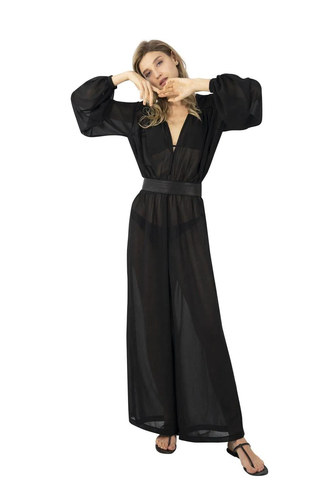 Oasis Black Chiffon Jumpsuit