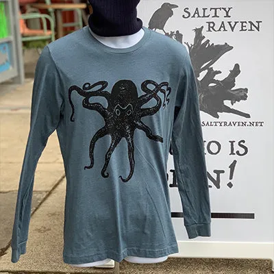 Octopus Kraken T-Shirt - Long Sleeve Unisex Heather Slate