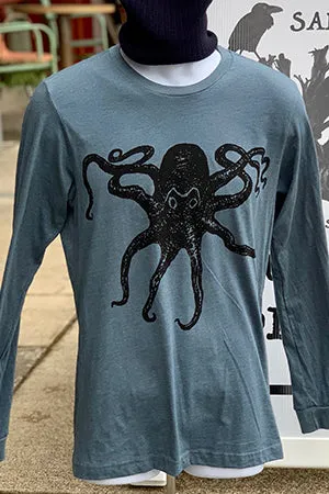 Octopus Kraken T-Shirt - Long Sleeve Unisex Heather Slate