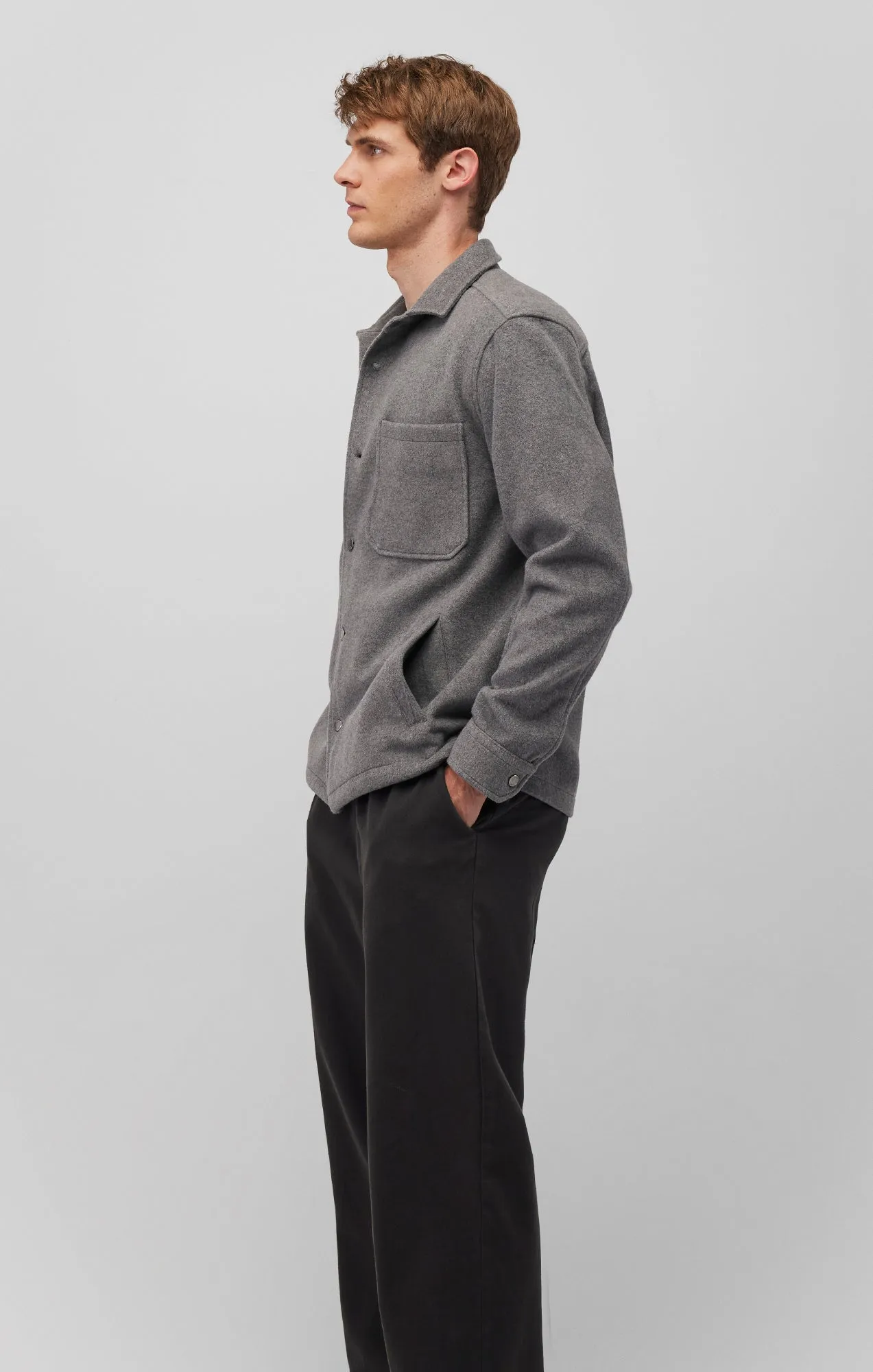 ONE POCKET LONG SLEEVE BUTTON-UP SHIRT IN ANTHRACITE