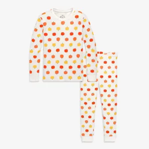 Organic long sleeve PJ set in candy pumpkins