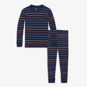 Organic long sleeve PJ set in rainbow stripe