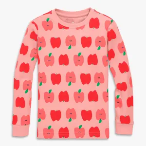 Organic long sleeve PJ top in apple orchard