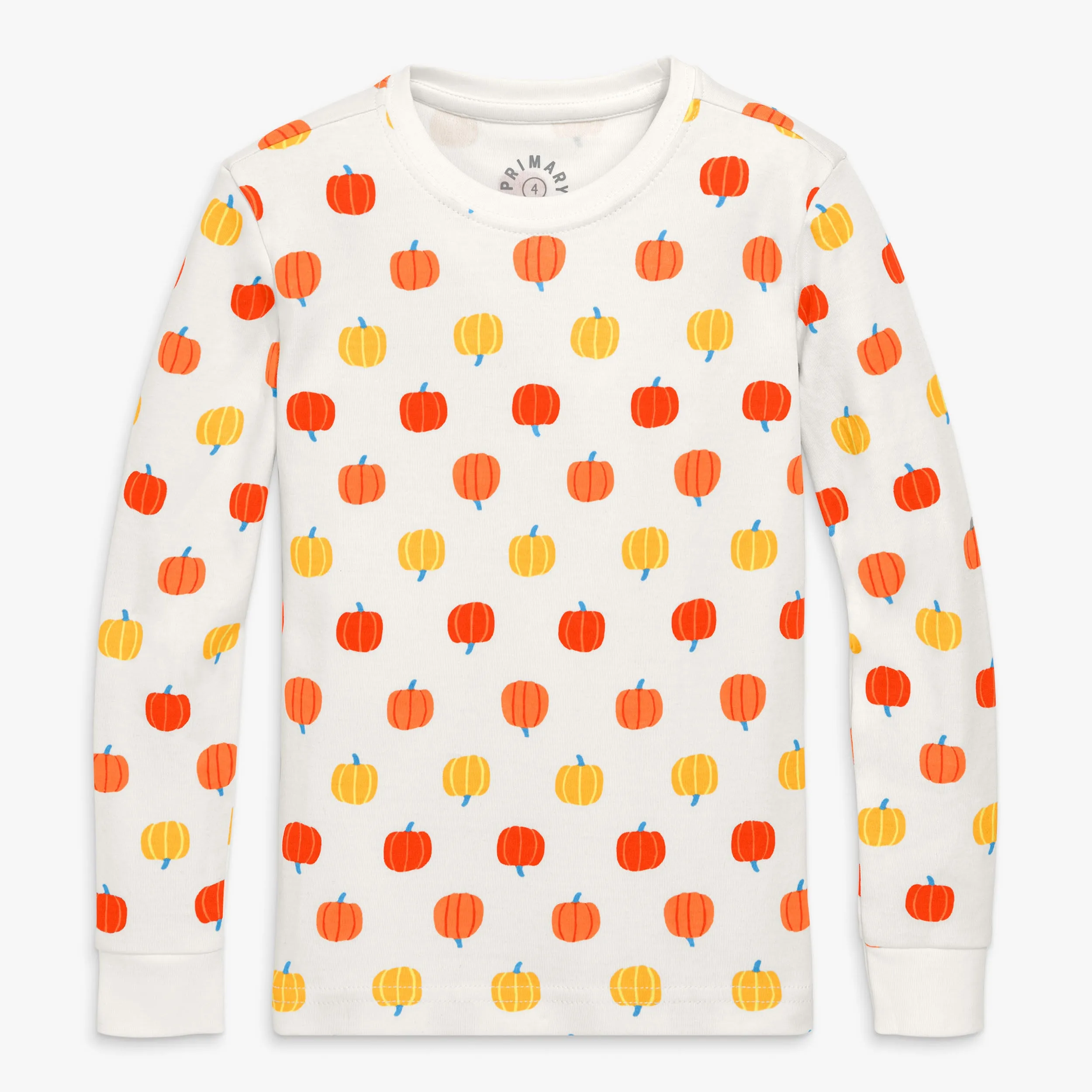 Organic long sleeve PJ top in candy pumpkins