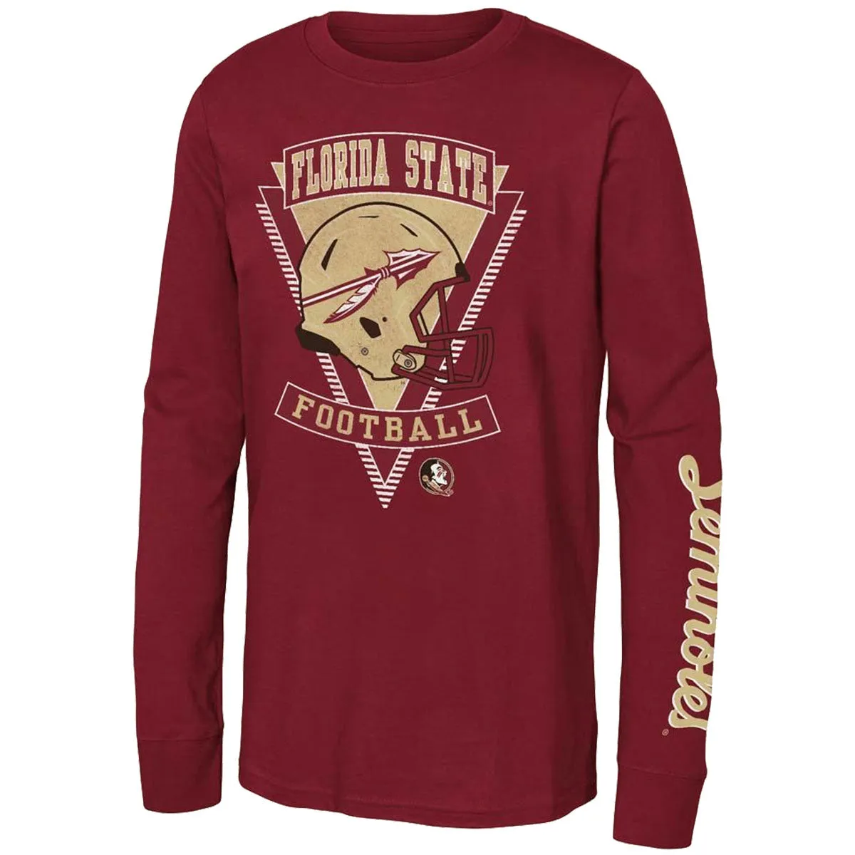 Outerstuff Kid's Florida State Football Helmet Design Long Sleeve T-shirt - Garnet