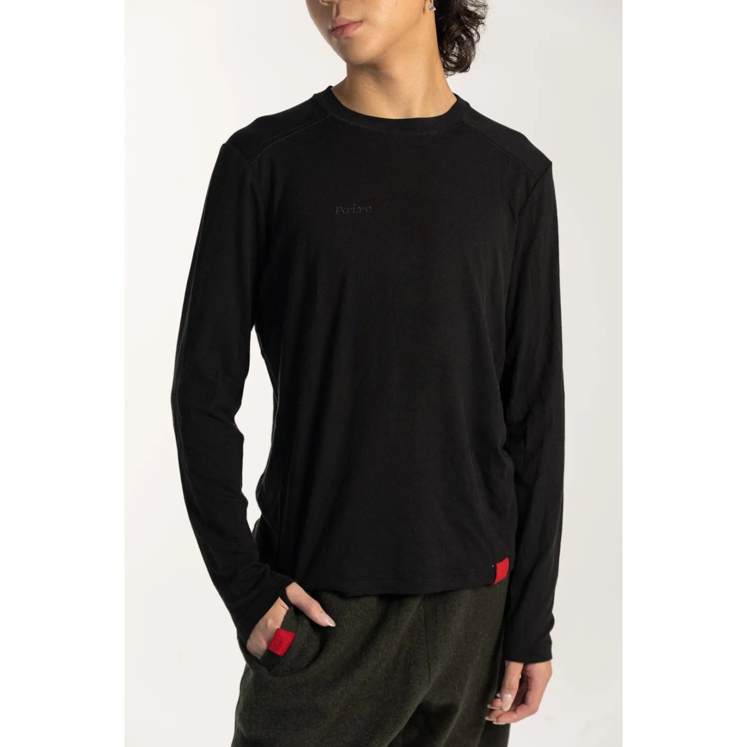 Paire Merino Wool-Blend Unisex Long Sleeve T-Shirt (Black)