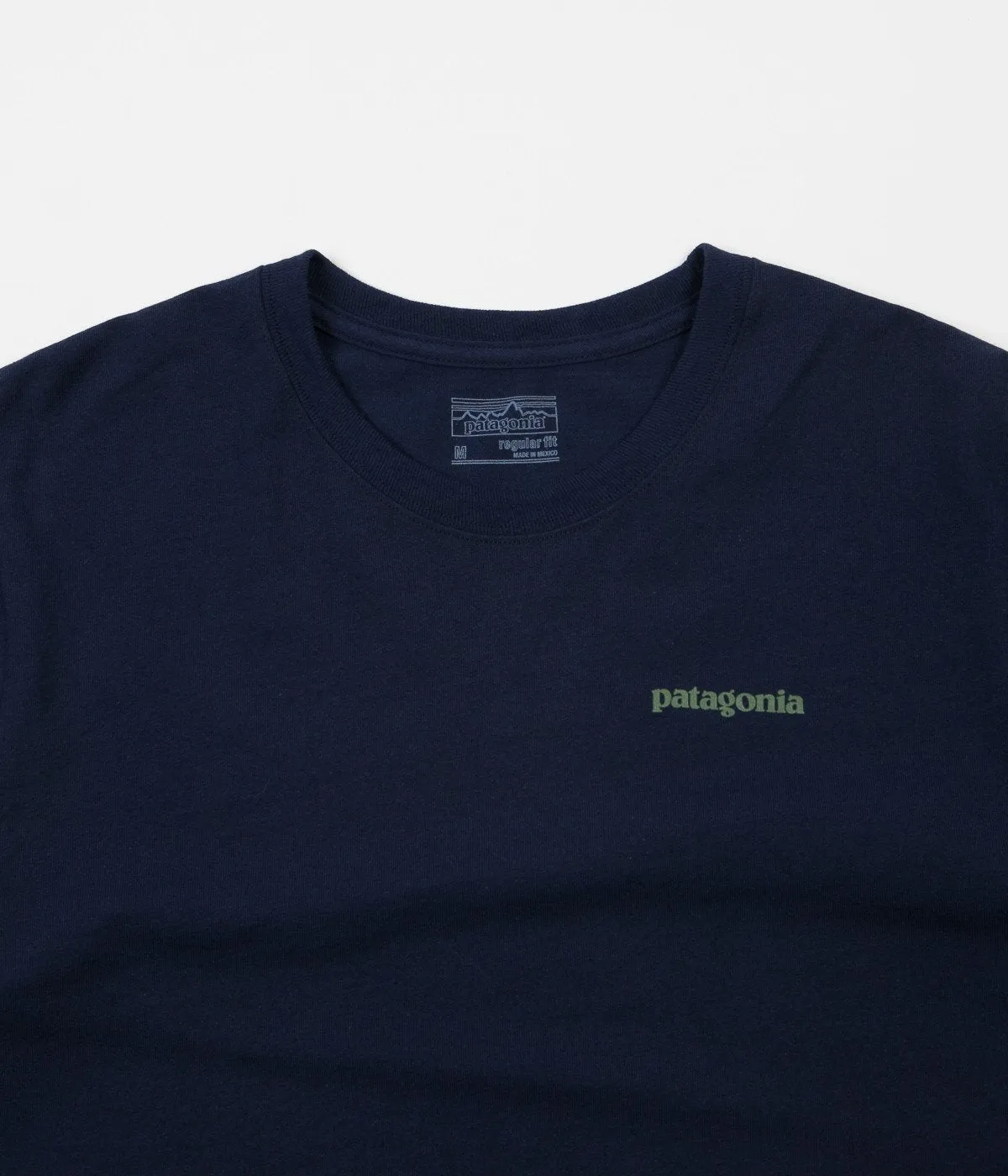 Patagonia Text Logo Long Sleeve T-Shirt - Navy Blue