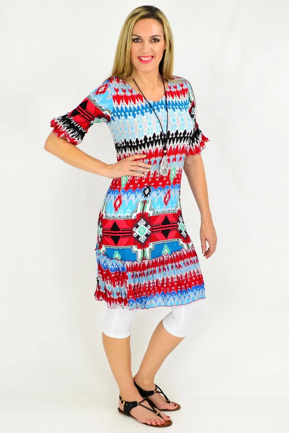 Peruvian Loom Crinkle Tunic Dress