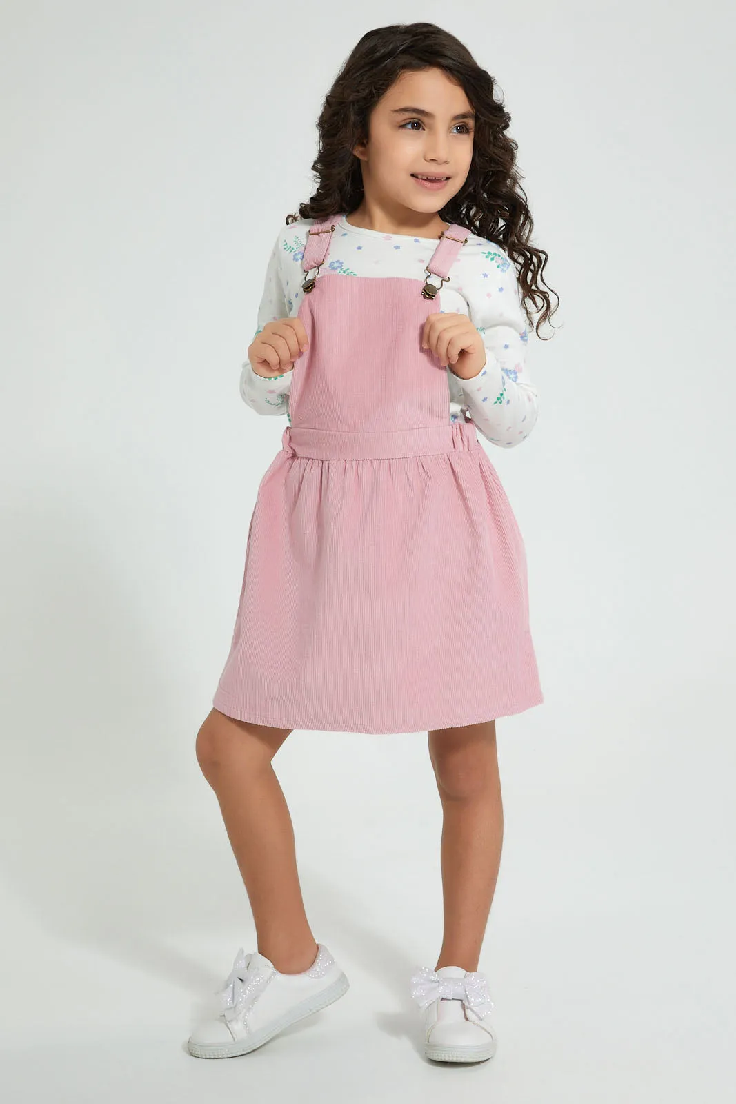 Pink And White T-Shirt And Dress Set (2 Piece)