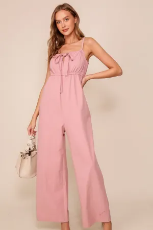 Pink Tie Front Jumpsuit