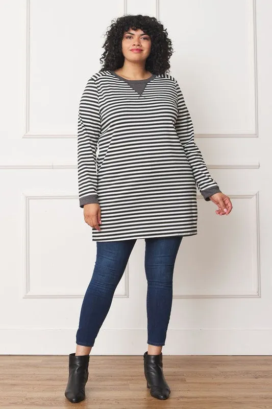 Plus Stripe V-Stich Tunic