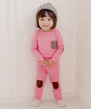 Pocket Pink Patch Long Sleeve Pajamas