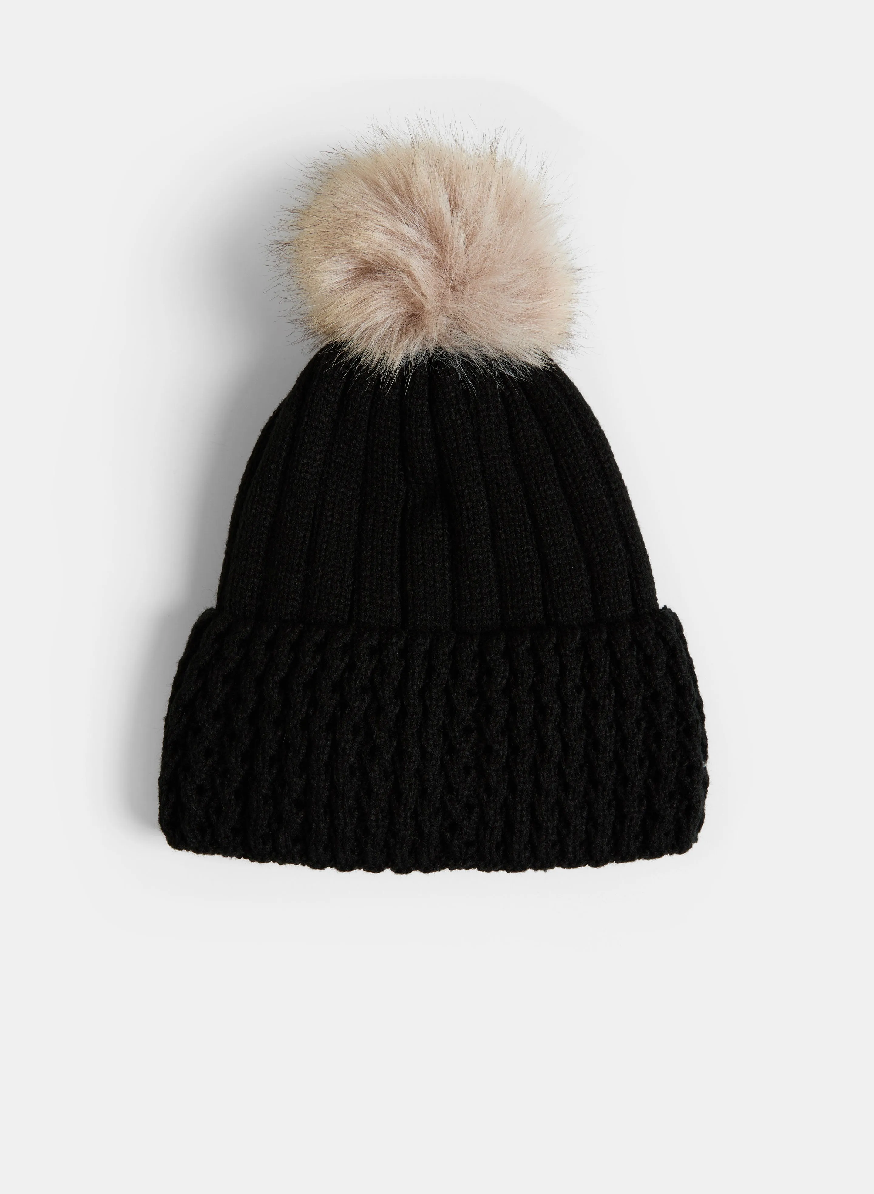 Pompom Ribbed Knit Hat