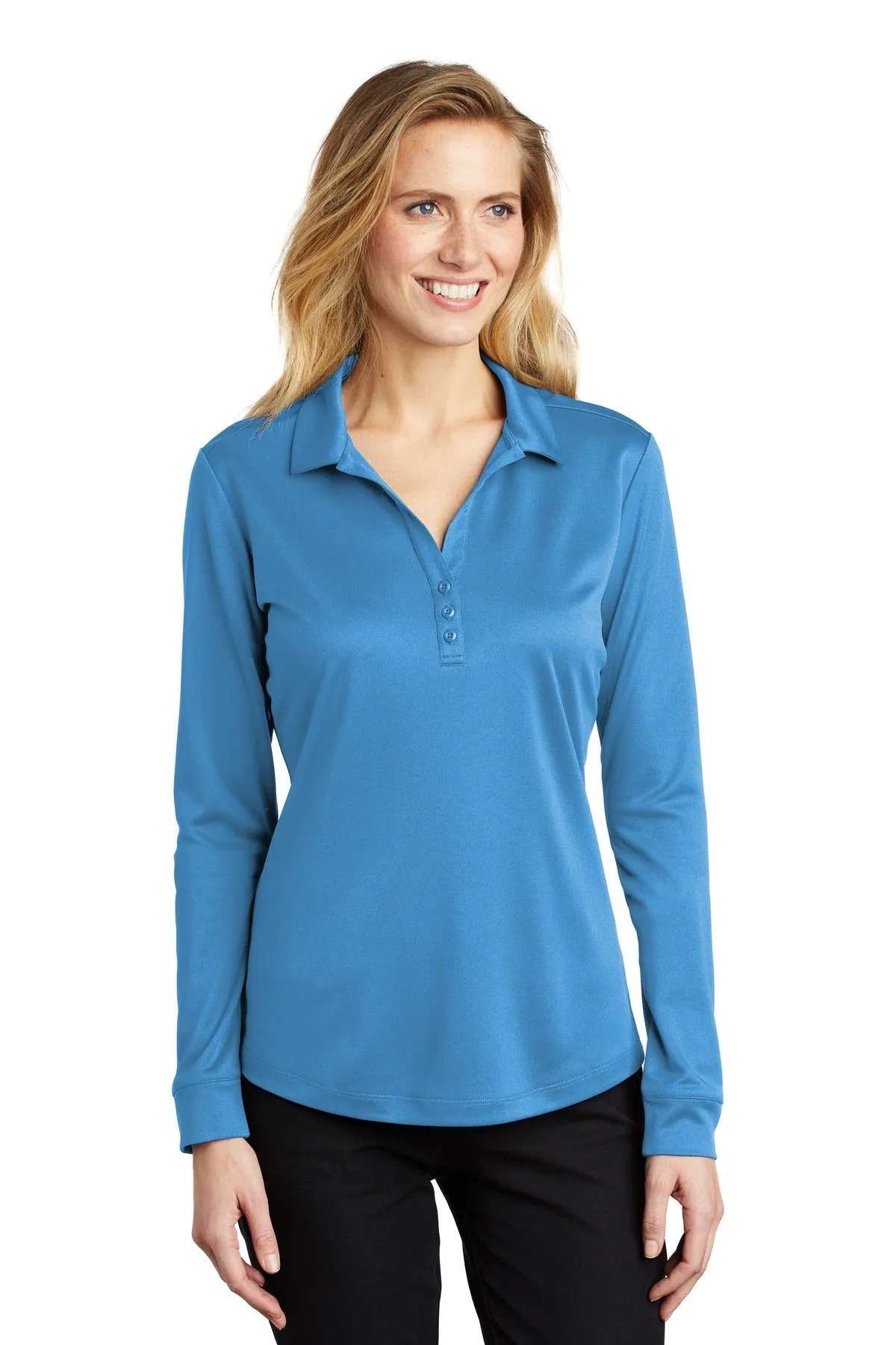 Port Authority Ladies Silk Touch ™ Performance Long Sleeve Polo. L540LS