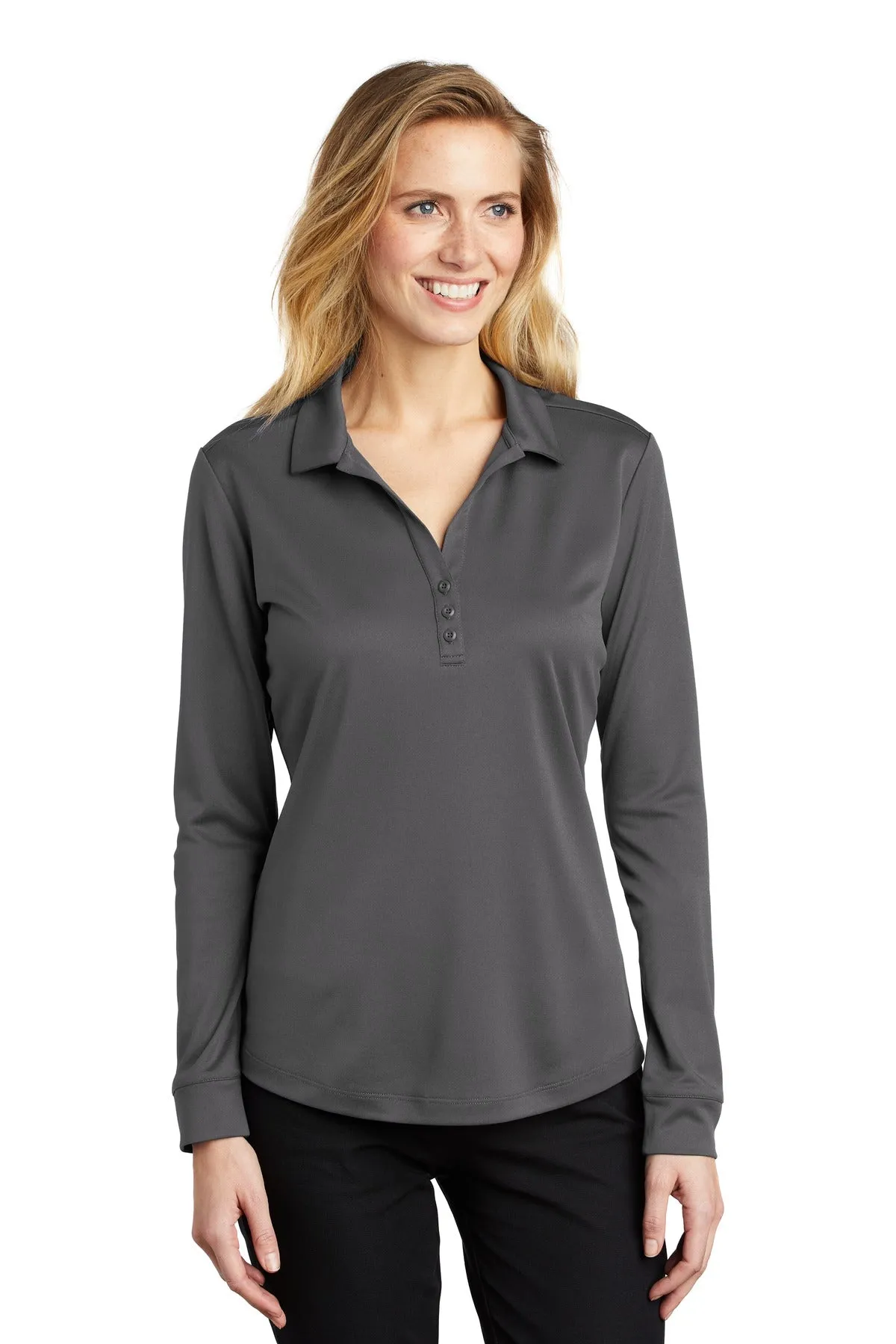 Port Authority Ladies Silk Touch ™ Performance Long Sleeve Polo. L540LS