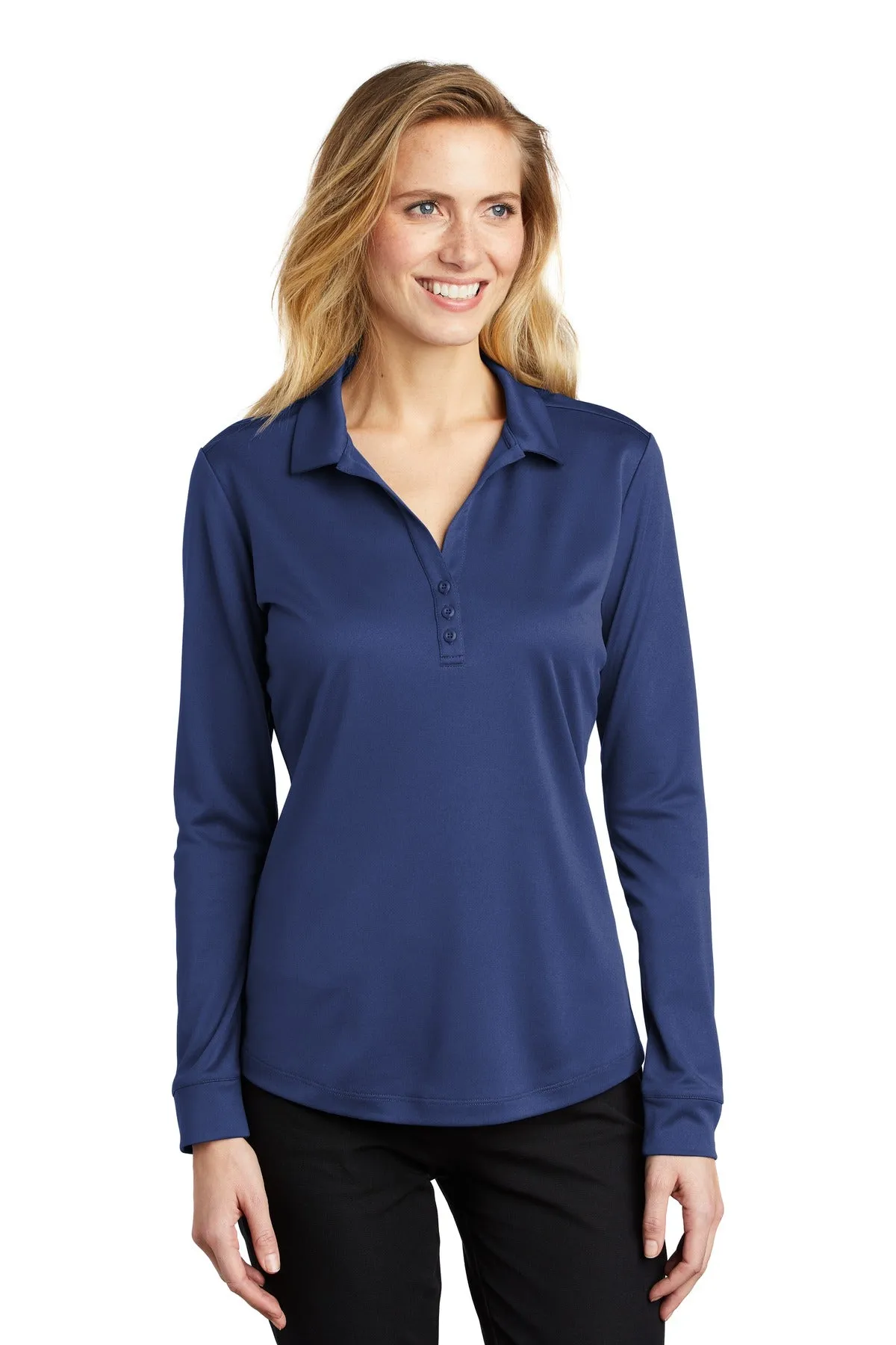 Port Authority Ladies Silk Touch ™ Performance Long Sleeve Polo. L540LS