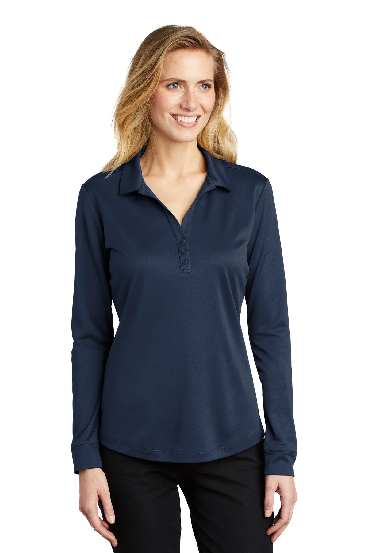 Port Authority Ladies Silk Touch ™ Performance Long Sleeve Polo. L540LS