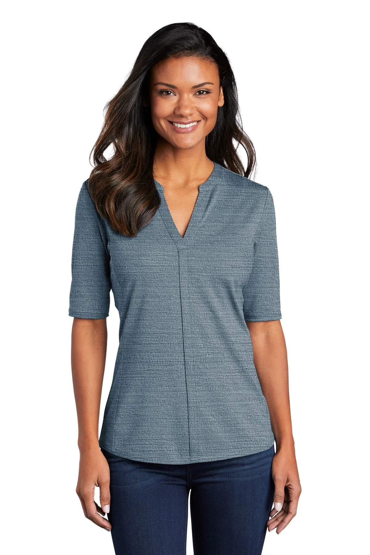 Port Authority Ladies Stretch Heather Open Neck Top LK583