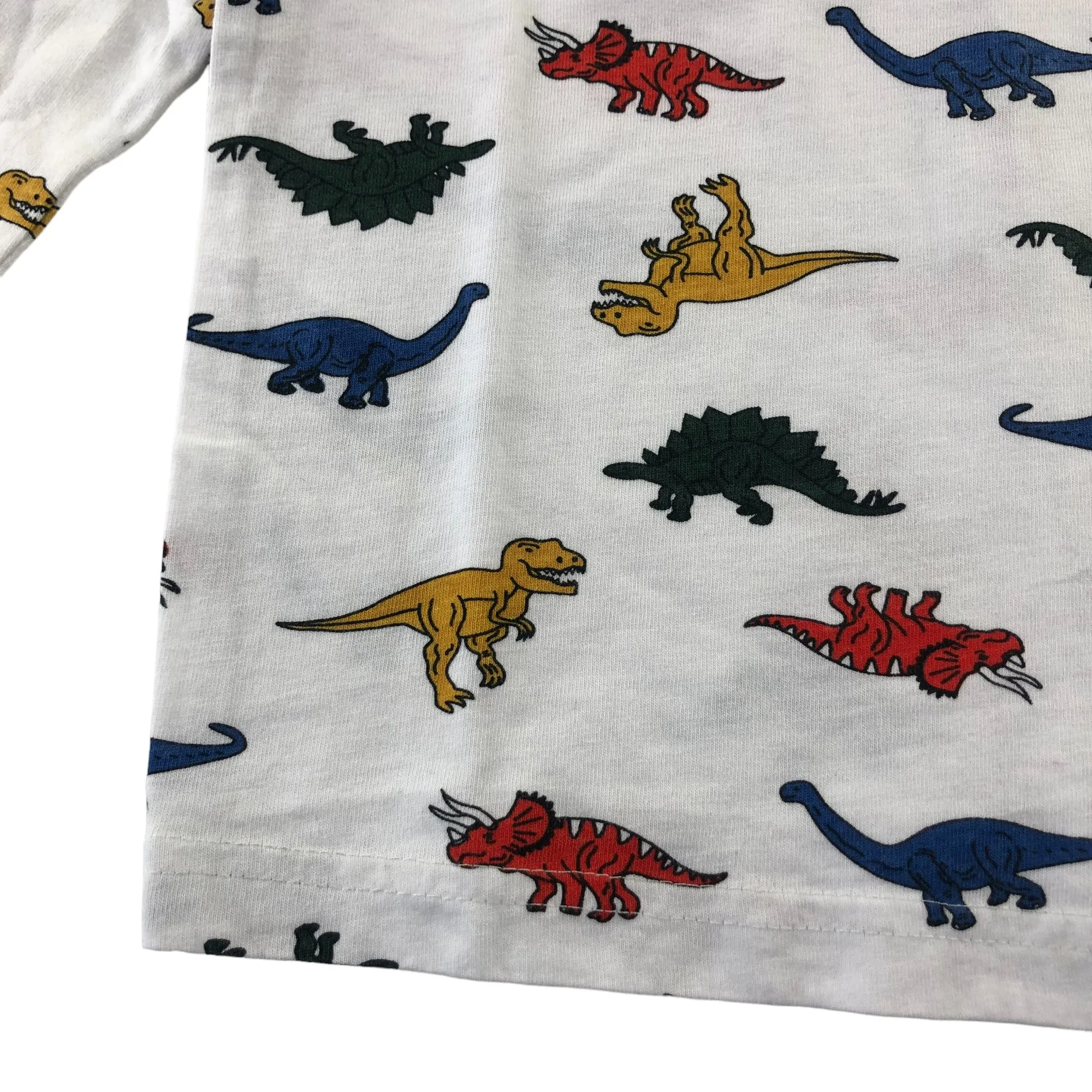 Primark t-shirt 5-6 years white multicolour dinosaurs long sleeve cotton