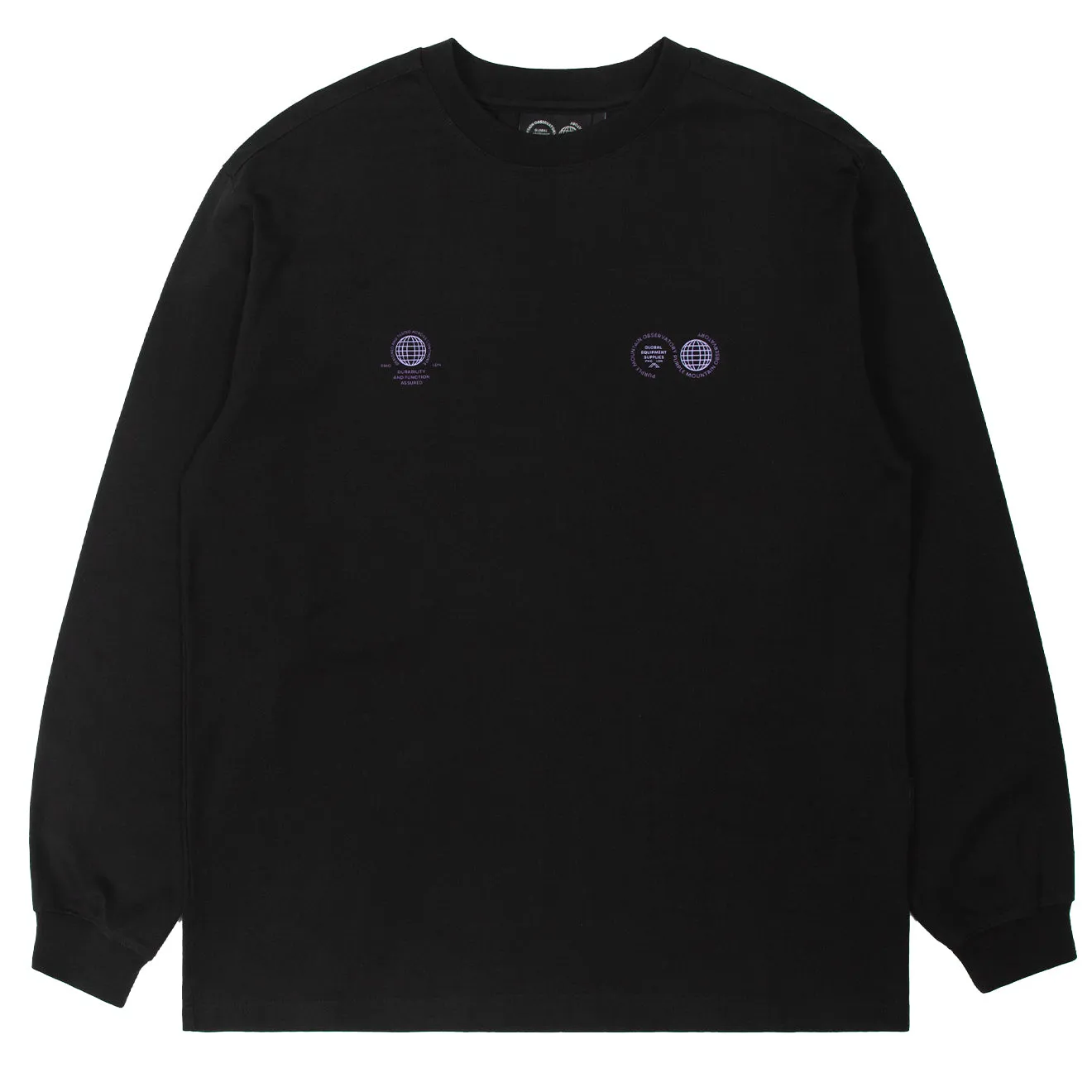 Purple Mountain Observatory Globe Logo L/S Tee Black