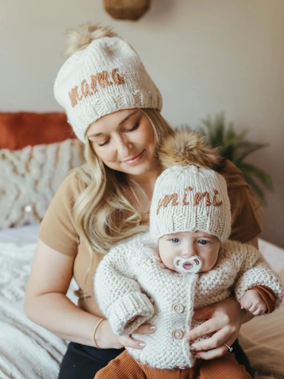 "Mini" Knit Beanie, Pecan