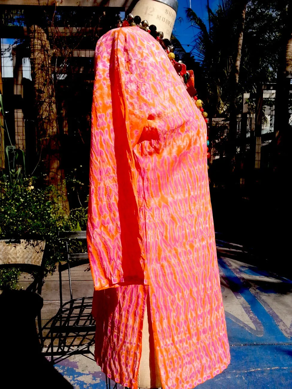 Raja Cotton Tunic Orange Pink Shibori