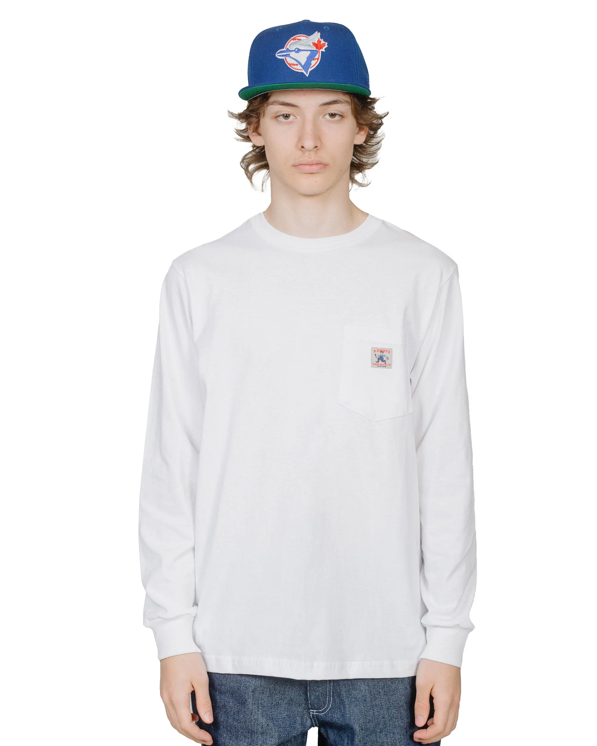 Randy's Garments Long-Sleeve Pocket Tee White