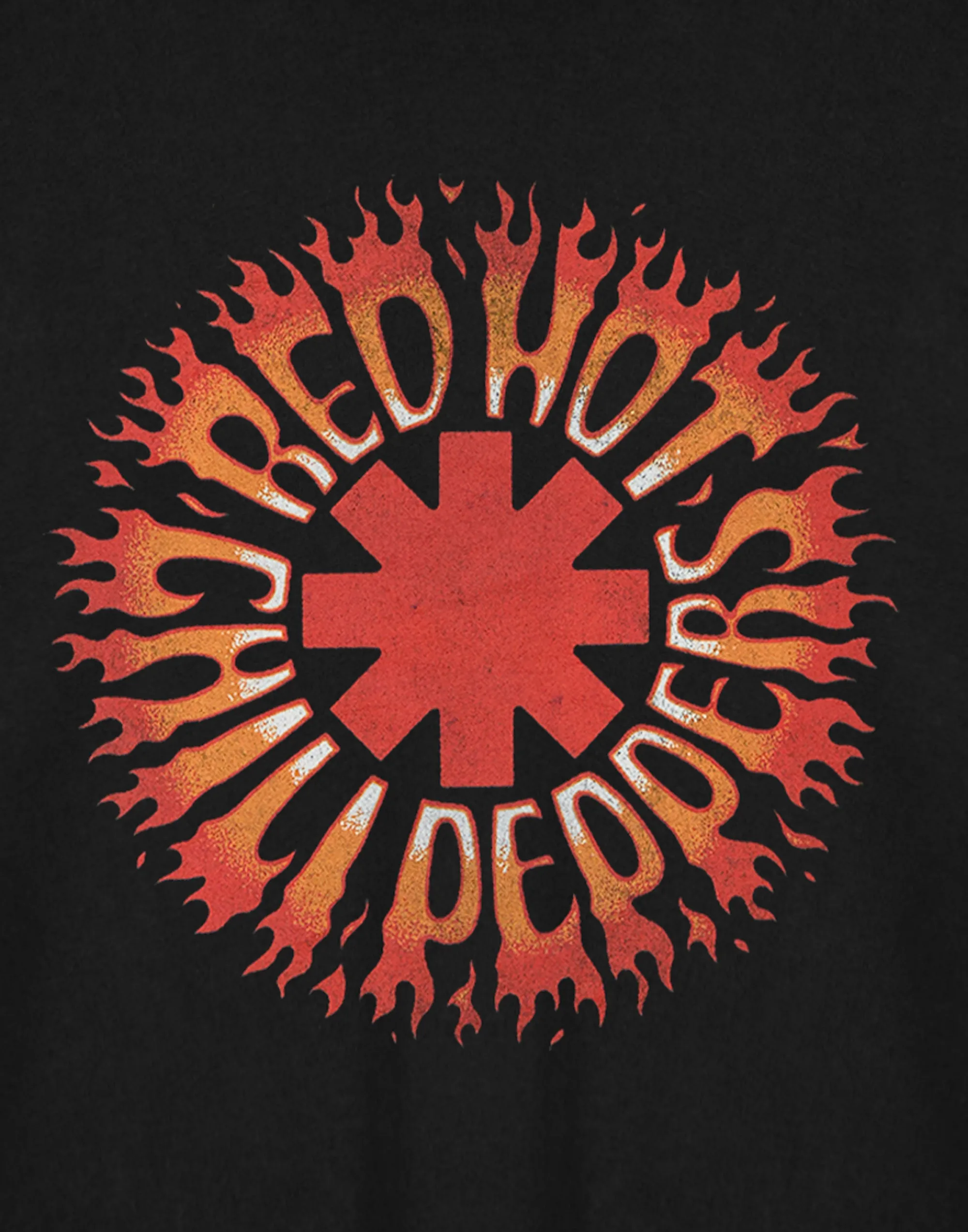 Red Hot Chili Peppers Flame Womens Black Cropped Short Sleeved T-Shirt