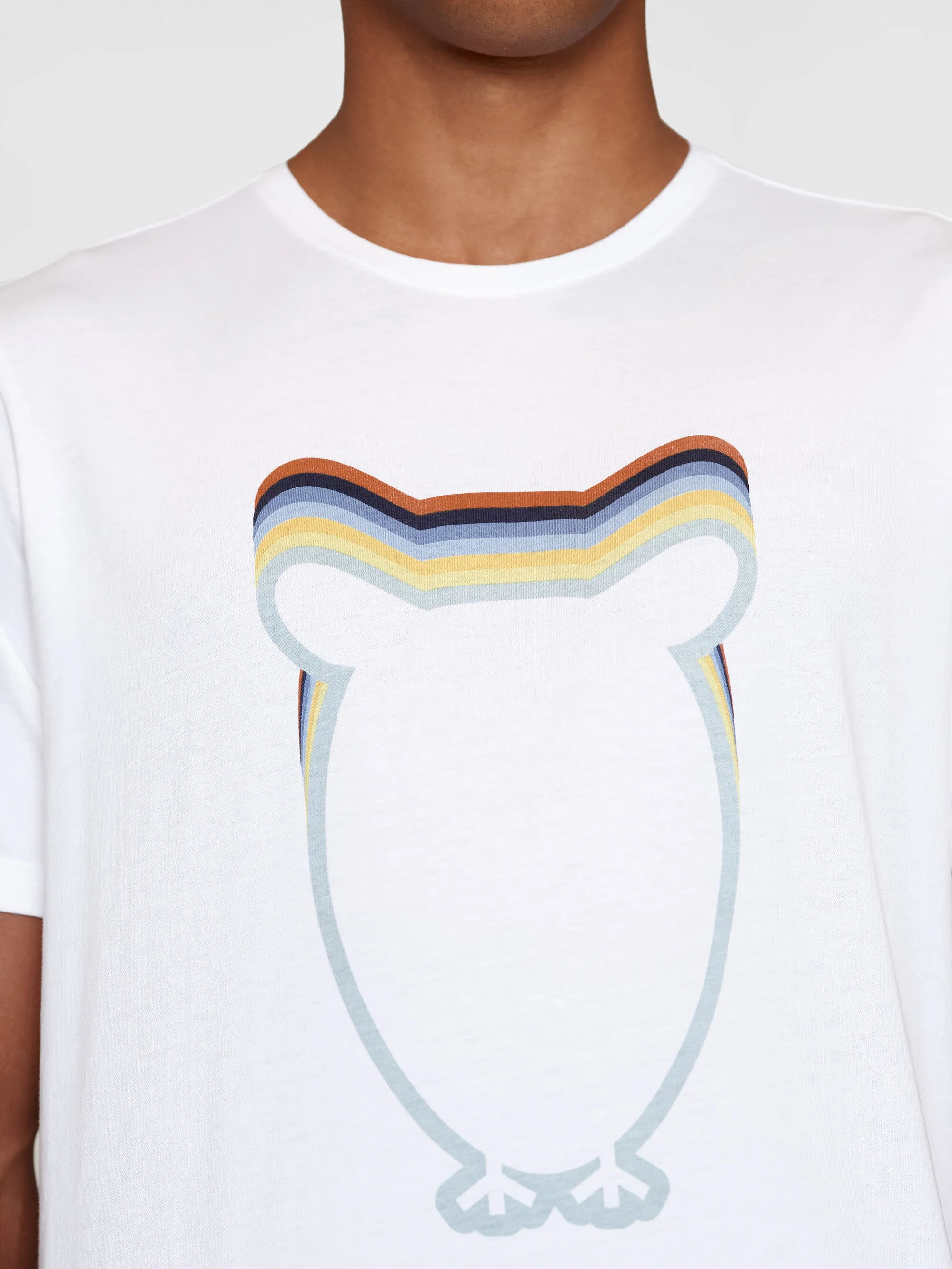 Regular big owl layer front print t-shirt - Bright White