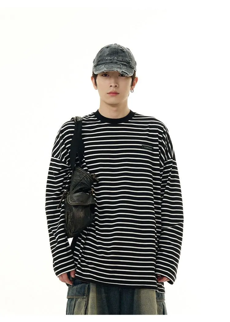 Relaxed Fit Stripes Long Sleeve T-Shirt