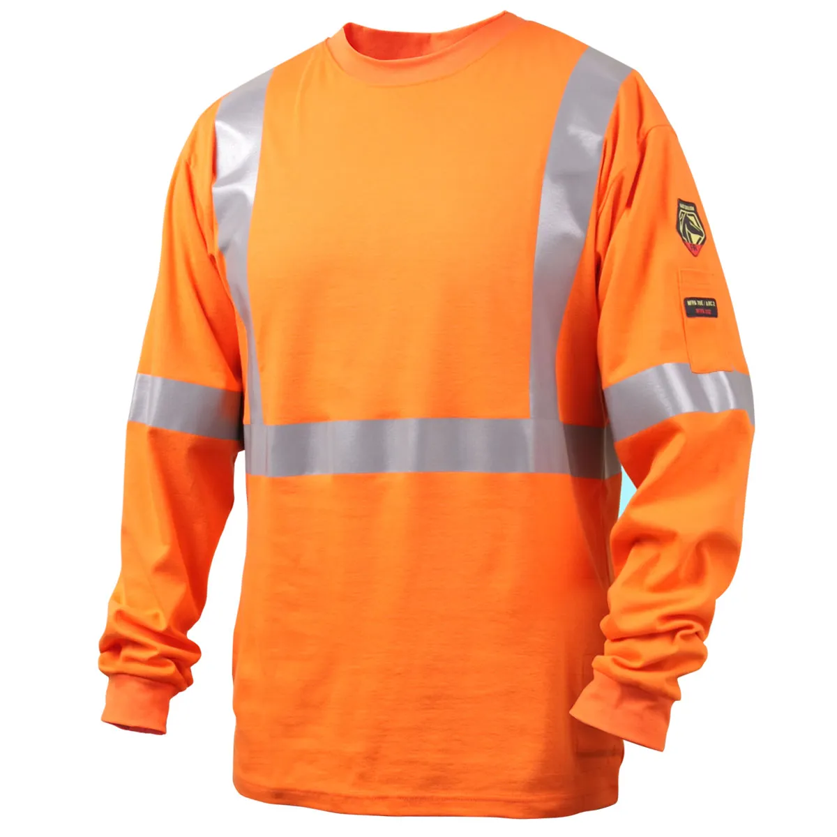 Revco TF2511-OR 7 oz. Orange FR Cotton Long Sleeve NFPA 2112 & NFPA 70E w/ Reflective Tape Shirt